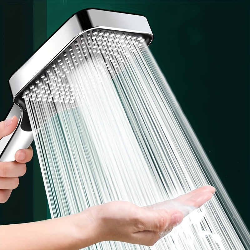 TEMU 1 Square Button Adjustable Shower Head, Household Water Heater Shower Head, Handheld Shower Head, Adjustable Water Output Shower Head, Bathroom Accessories