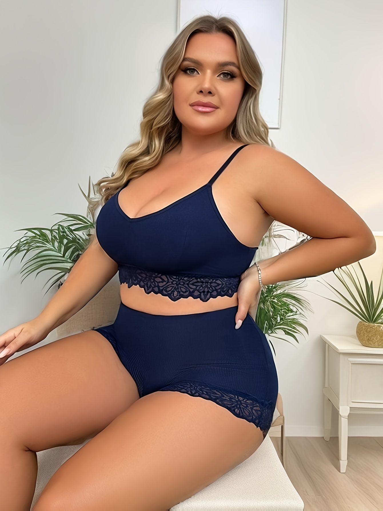One-piece sexy seamless bra and American-style s underwear set