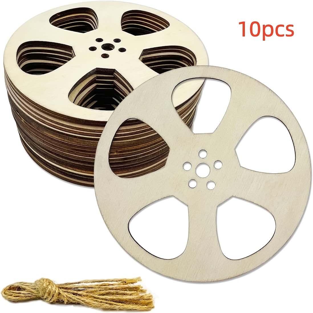 TEMU Juego de 10 colgantes de madera para rollo de película de 4 pulgadas, decoraciones de hechas a para bricolaje, artísticos, decoración de