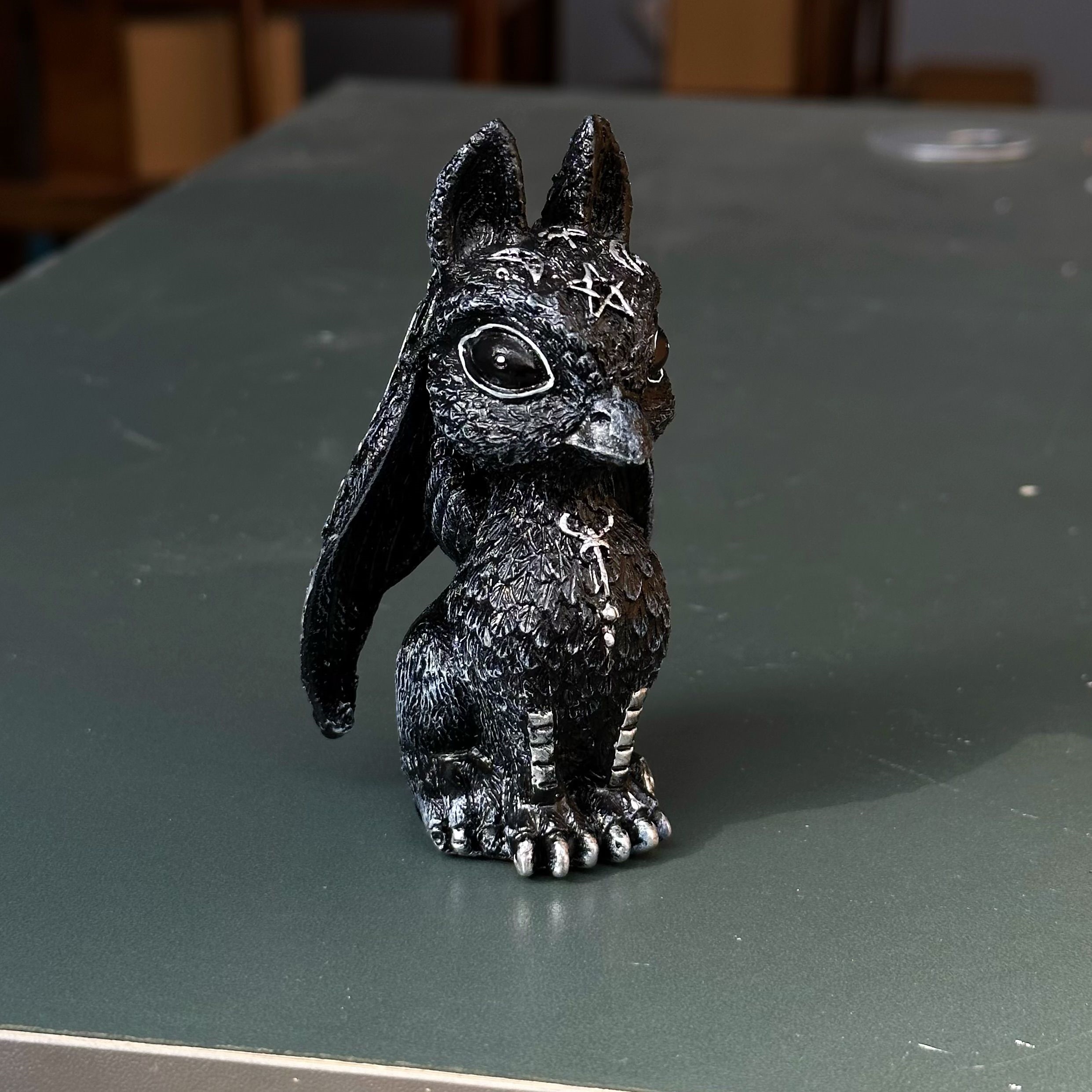 Image of Black Magical Resin Outdoor Yard Statue Halloween Home Decor Hand Painted For Halloween Thanksgiving Christmas Decorations Collectible Figurines