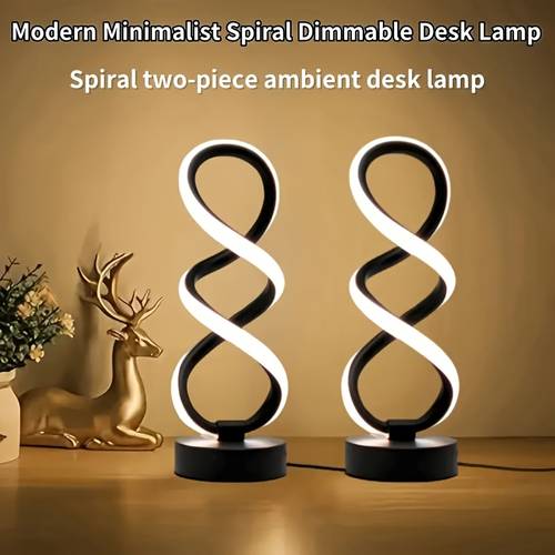 2pcs spiral led desk lamp dimmable control desk lamp lamps clearance deal 3 button switch living room office decoration birthday in 1pc 2pcs