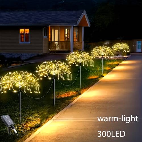 5pack solar powered fireworks 400 led holiday lighting decoration 8 of fireworks light suitable for gardens courtyards houses festivals christmas halloween party decoration solar powered portable installation