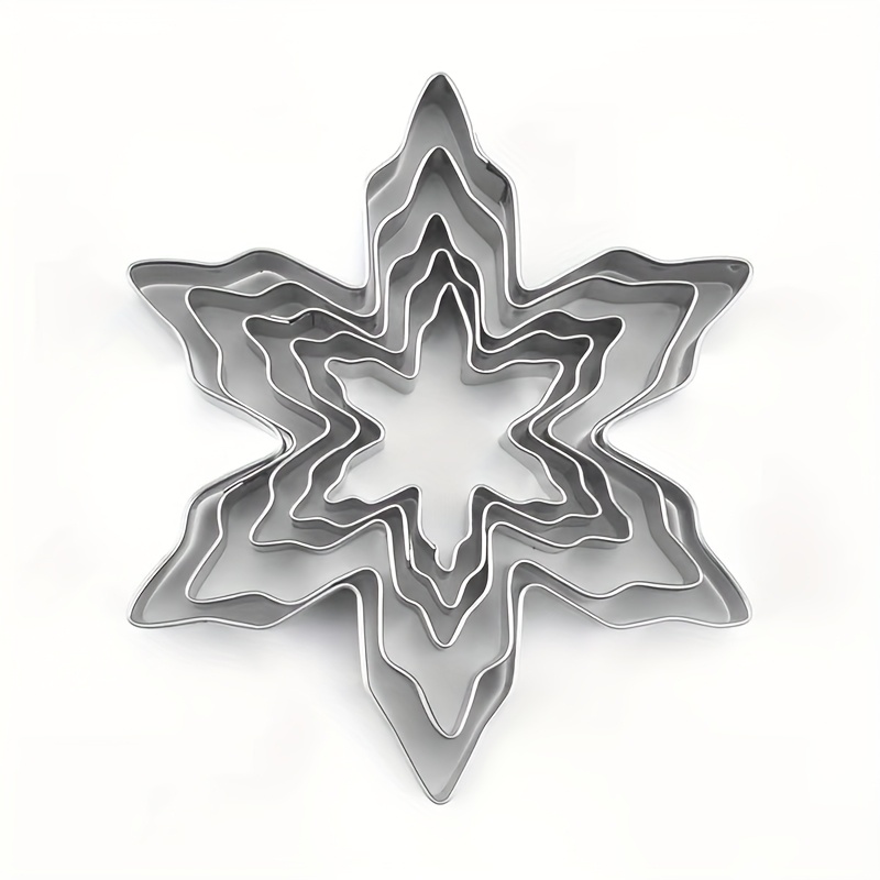 5pcs Stainless Steel Snowflake Cookie Cutter -/4.5” To Small/1.7” Snowflake Cookie Cutters Suitable For Baking, Christmas, Wedding, Parties - & Precise Cookie Tools