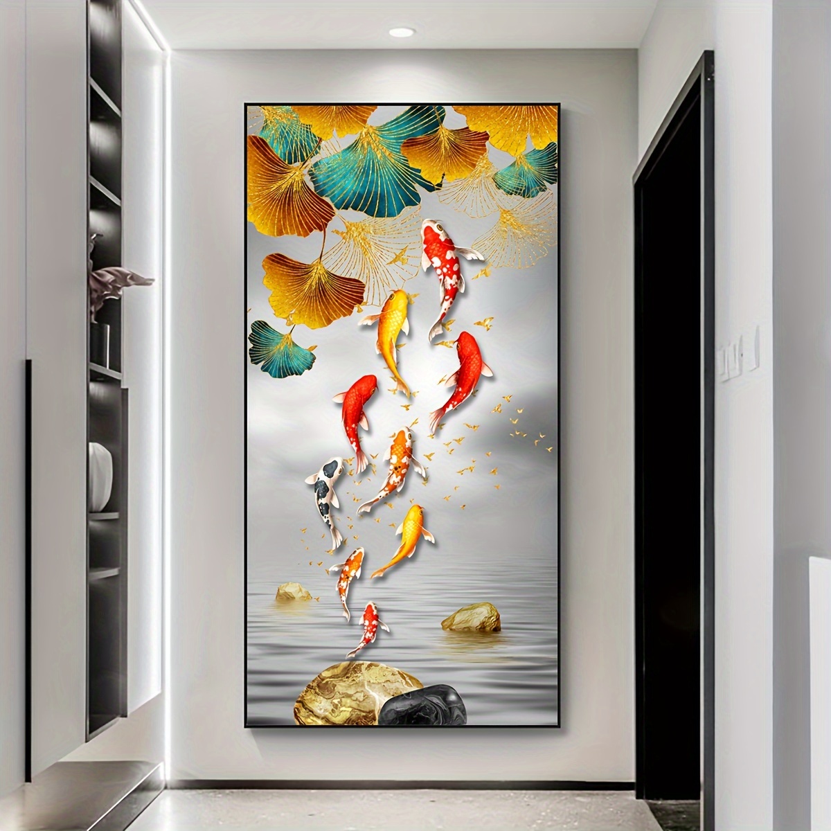 

1pc Unframed Canvas Poster, Modern Art, Goldfish Wall Art, Ideal Gift For Bedroom Living Room Corridor, Wall Art, Wall Decor, Winter Decor, Room Decoration