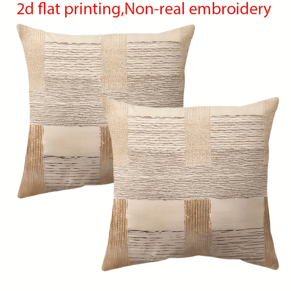 TEMU [jit]2pcs, Short Plush Textured Theme Throw Pillow Covers, Contemporary Style Decor Cushion Covers, 18in*18in Zippered Comfortable Polyester