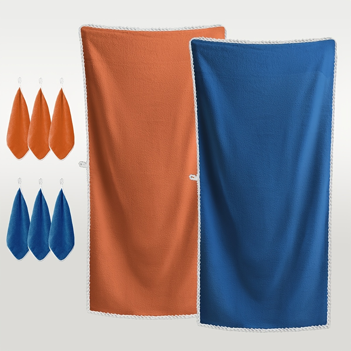 Image of Luxury Bath Towel Set (2 Large Bath Towels + 6 Small Bath Towels) - Ultra Soft, Absorbent Microfiber Flannel Towel Set For Family