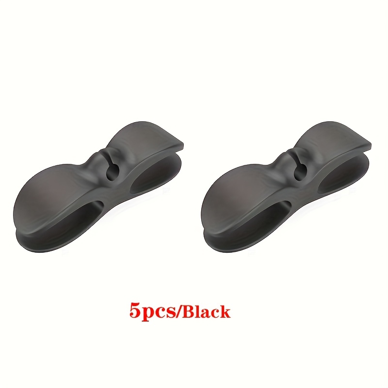 E-shop 5er-Pack Weiße Schwarze Kabelhalterung Klemmen aus Kunststoff, Selbstklebende Kabelmanagement-Halter, Küchenkabel-Steckverbinder-Fixierklemmen,