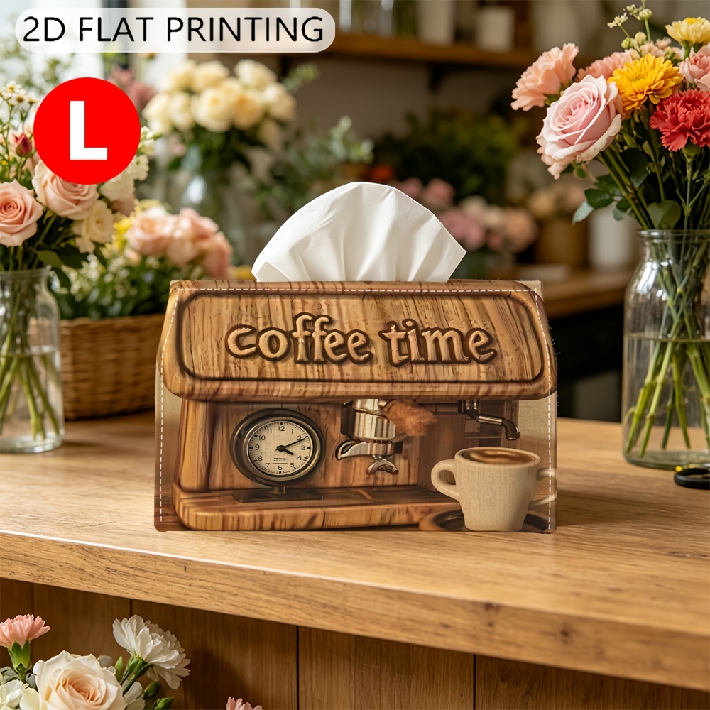 TEMU 1pc Tissue Box, Espresso Machine Pattern Decorative Tissue Box And Tissue Holder For Living Room, Bedroom, Kitchen, Bathroom, Cafe, Stylish