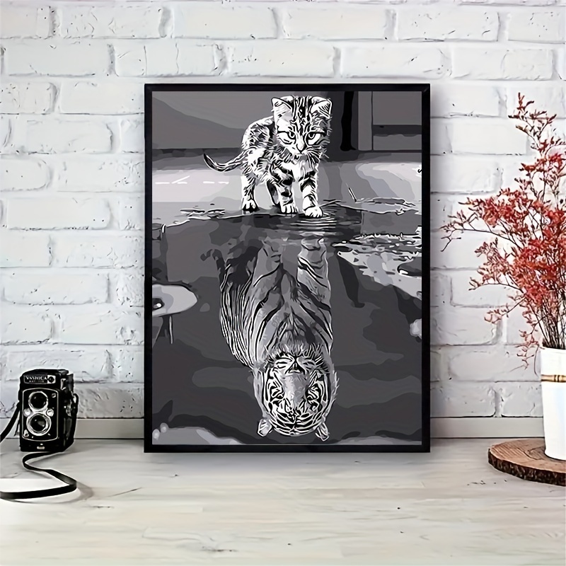 

Orfon White Tiger Ornamental Painting, Oil Painting, Lacquer Painting Adult Beginner Frameless Diy Digital Painting, Digital Easy Acrylic Watercolor Painting, Gift Decoration