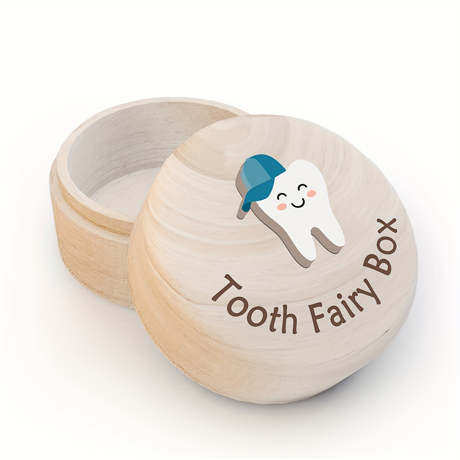 TEMU Fairy Wooden Tooth Box With 3d Teeth Detail - Perfect Keepsake For New Parents, Ideal Gift For Christmas, Halloween, Thanksgiving, Birthdays &