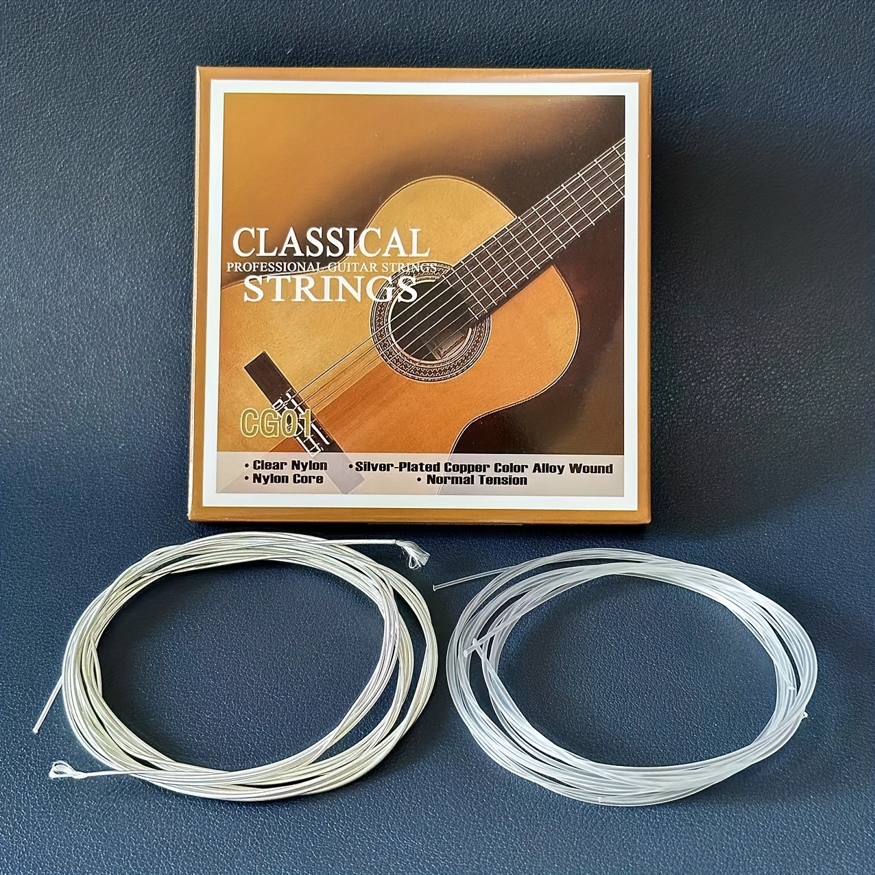 Guitar Strings For Classical Guitar - Brilliant Sound Quality Clear Nylon Strings Silvery-plated Copper Alloy Wound 6 String/ Set ( E-1st-0.07cm/ B-2nd-0.08cm/ G-3rd-0.1cm/ D-4th-0.08cm/ A-5th-0.09cm/ E-6th-0.11cm )