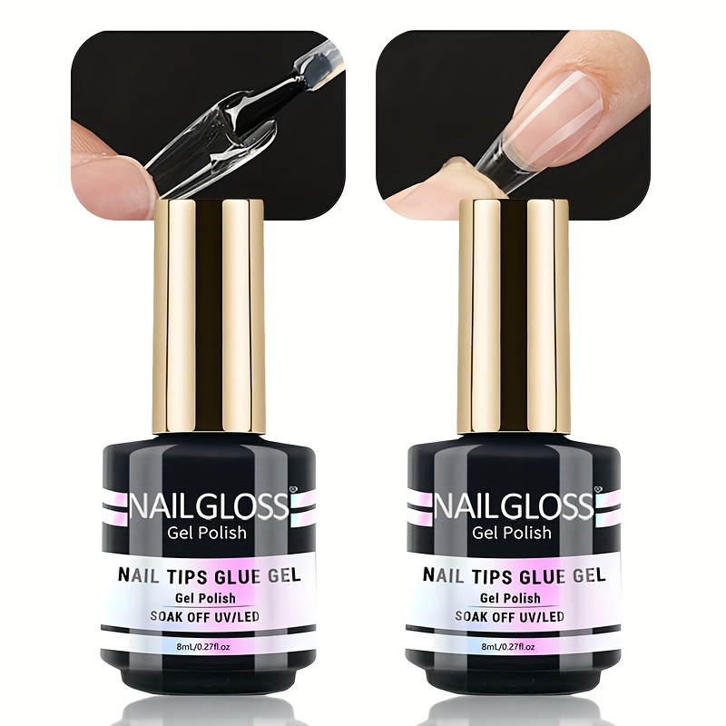 2pcs Super Strong Nail Glue For Acrylic Nails Nail Tips Press On Nails Fake Nails Brush On Nail Glue Easy Application Durable & Long- Lasting False Nail Glue