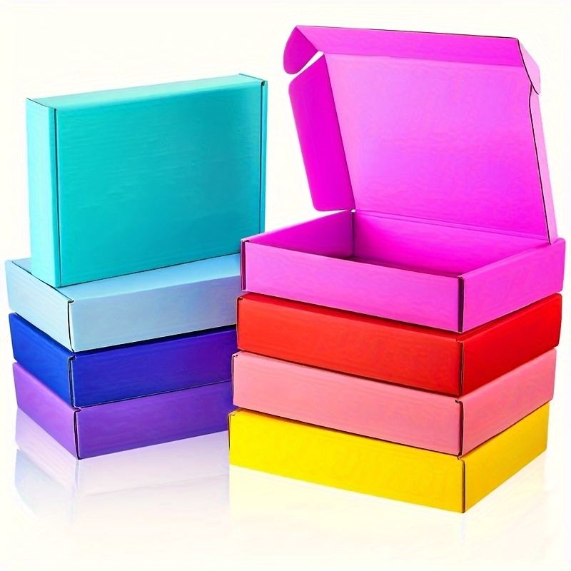 

8-pack Colorful Gift Boxes With Lids, Paper Cardboard Rainbow Presentation Boxes For Small Business Packaging, Mailing, Birthday Party Favors - Mixed Colors, No Accessories