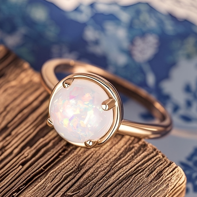 Women's Dainty Minimalist Champagne Golden 4-Claw Design Ring