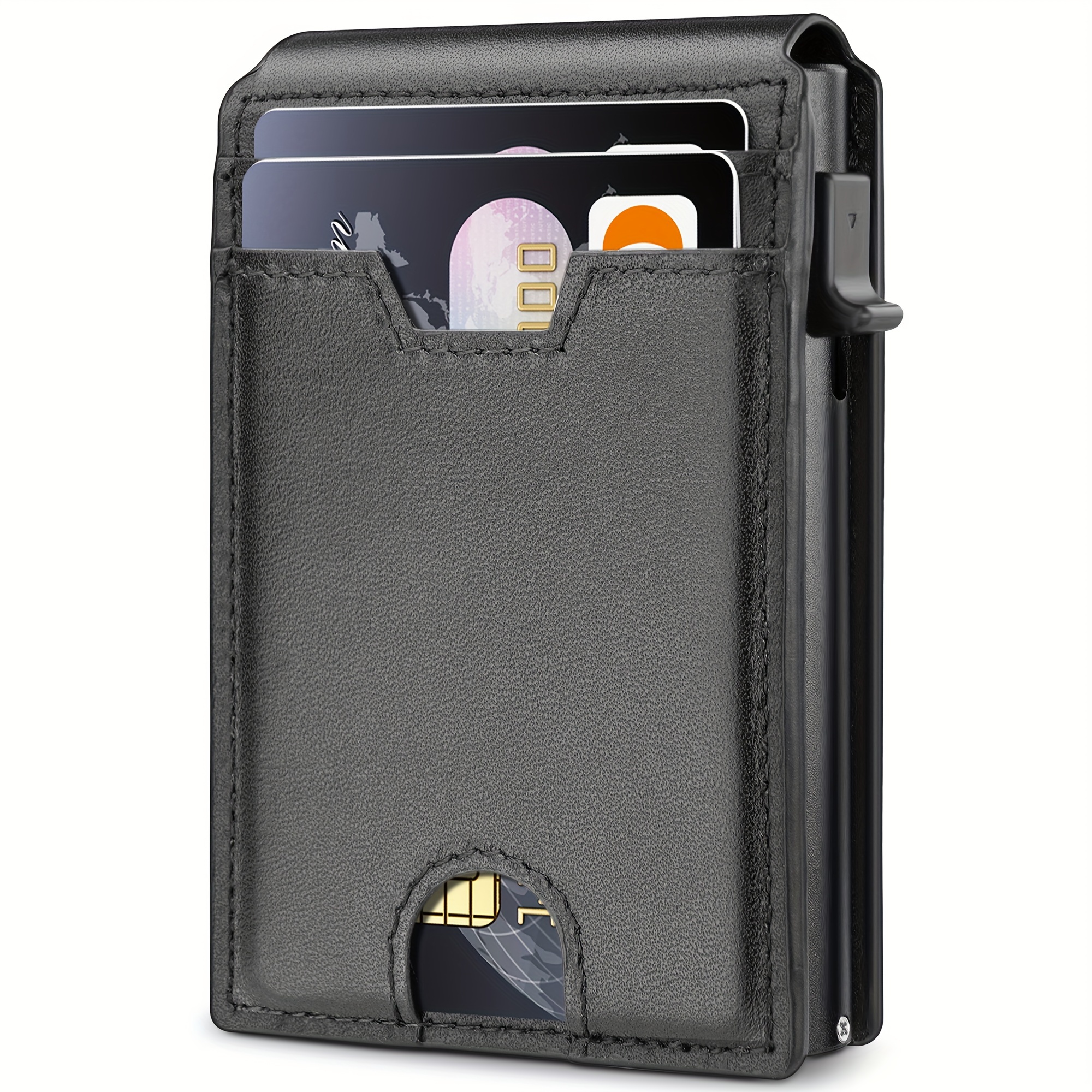 minimalist wallet for men with money clip   leather slots credit card holder rfid blocking bifold wallet best gifts for him