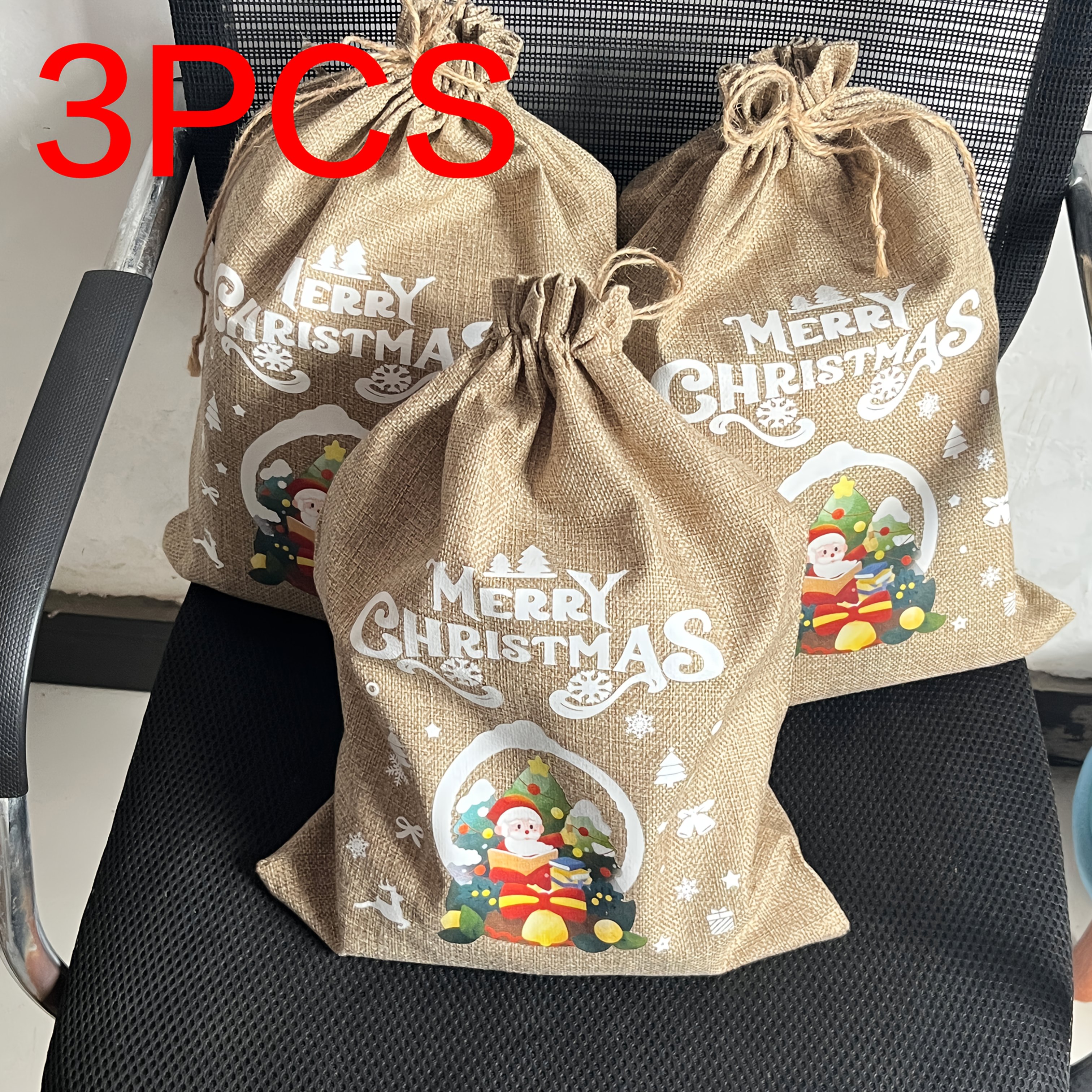 [1/3 Pack Extra Large Jute Gift Bag] 1/3 Pack Extra Large Purple Jute Drawstring Gift Bag - Christmas, Halloween
