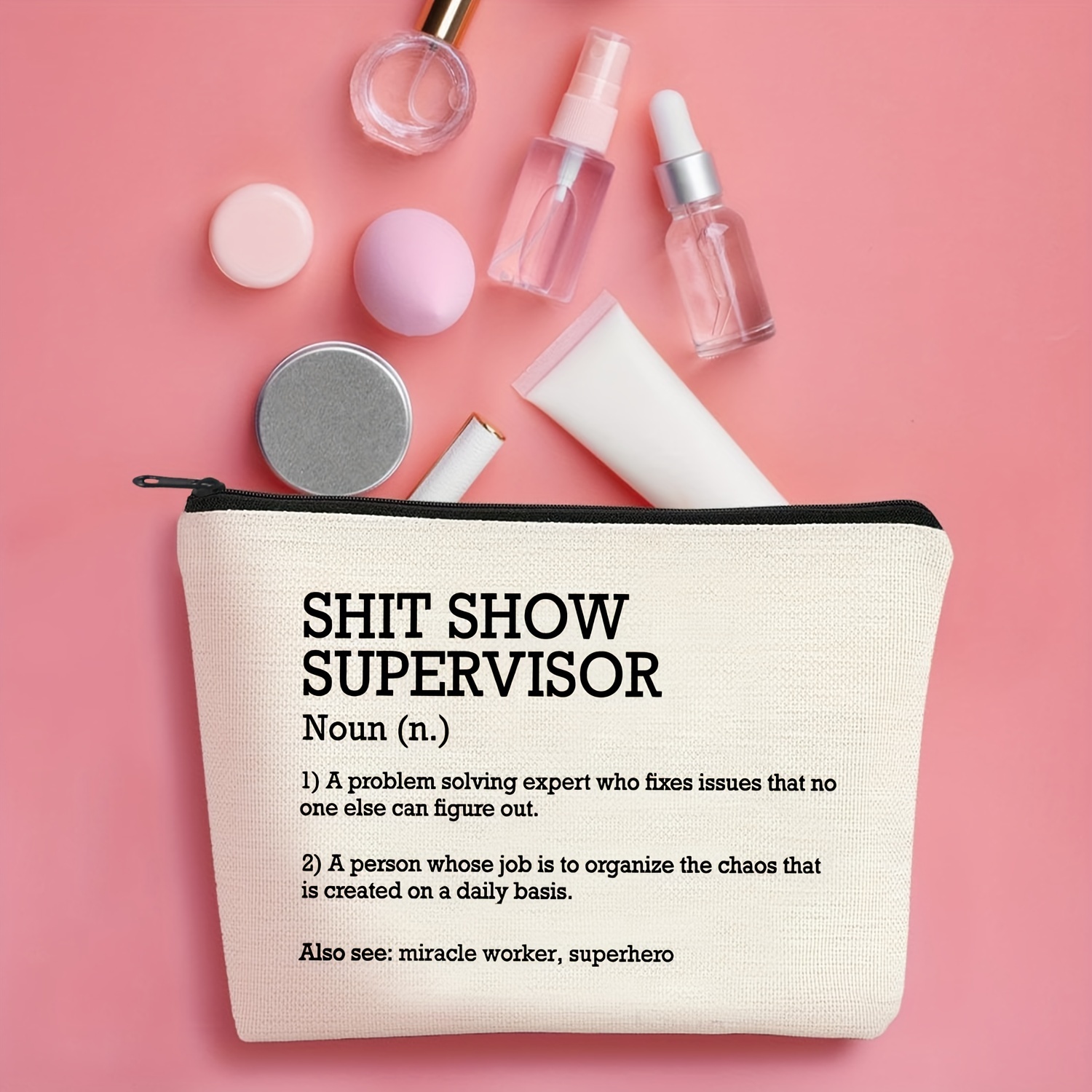 1pc Funny Supervisor Definition for Women Makeup Bag Inspirational Thank  You Gifts Cosmetic Bag Gag Office Gifts for Coworker Boss Le