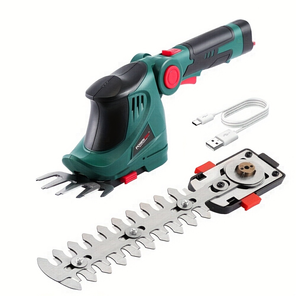 cordless electric grass shear hedge trimmer 7 2v 1500mah 2in 1 handheld shrubbery trimmer shrub shears electric grass trimmer hedge shears grass cutter rotatable non slip handle type c cable included