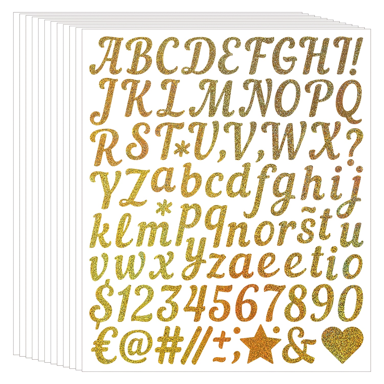 

87pcs Golden Letter Stickers, Silvery Sand Chunky Waterproof Gift Greeting Card Diy Letter Number Stickers, Flower Letter Number Stickers