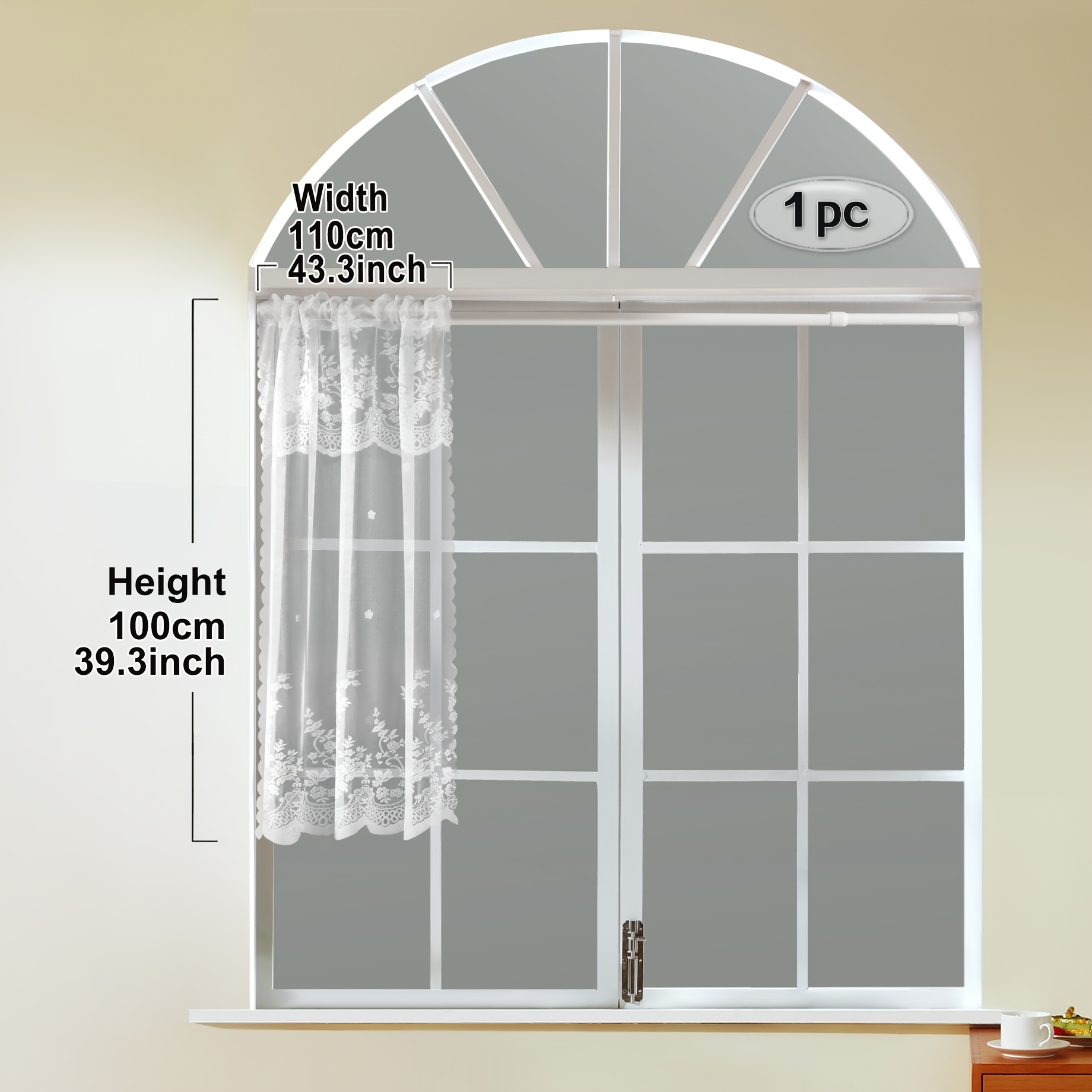 Image of 1pc Floral Lace Curtain, Fresh Flower Window Sheer, Rod Drapes Suitable For Living Room Bedroom Kitchen, Windows And Door Decorations, Cabinet Covering Panel