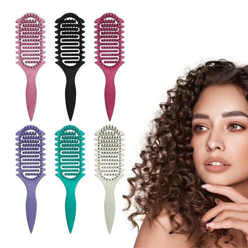 

1pc Detangling , Hollow-out Defining Comb, Scalp Massage Hair Styling Tool, Wet/dry Use, Nylon Bristle, Fine-tooth, Abs Handle, For Normal Hair