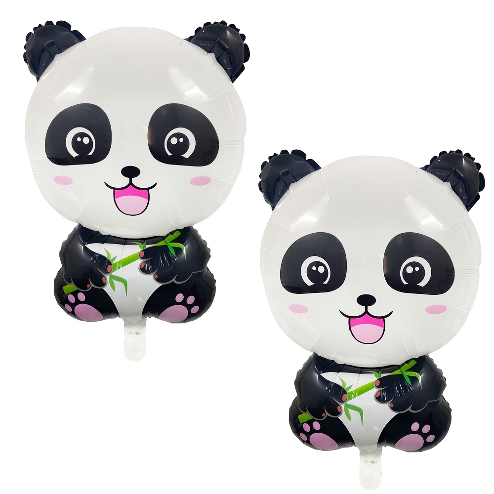 Image of 2pcs Panda Large Mylar Foil Balloons Animals Theme Birthday Party Decorations Gift Shower Decor Supplies, For Halloween, Christmas