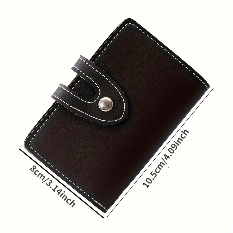 1pc Synthetic Synthetic Leather Card Holder, Simple Snap Card Holder with 26 Card Slots, Ultra-Thin Snap Credit Card Wallet