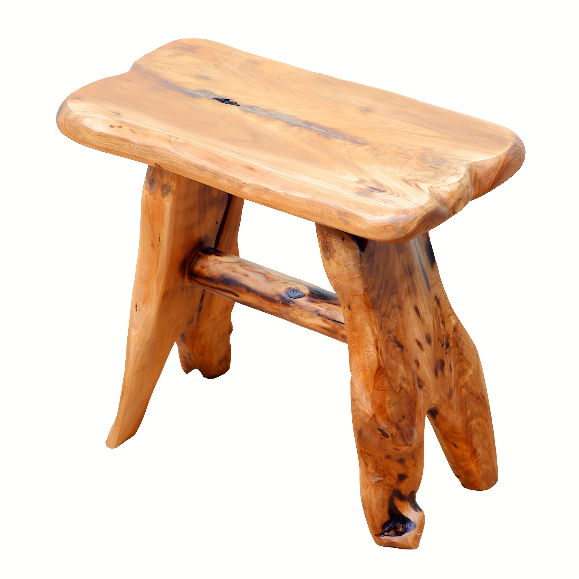TEMU 1pc Special Shaped Stump Plant Stand Stool Side Table, Small Natural Wood Bench, Indoor, Outdoor Use
