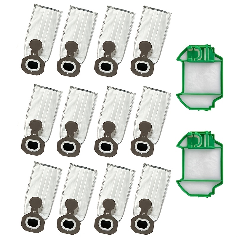 TEMU Sacchetti per aspirapolvere e 2 filtri per Vorwerk Kobold VK7 FP7, sacchetti premium per batteria aspirapolvere, confezione da 12