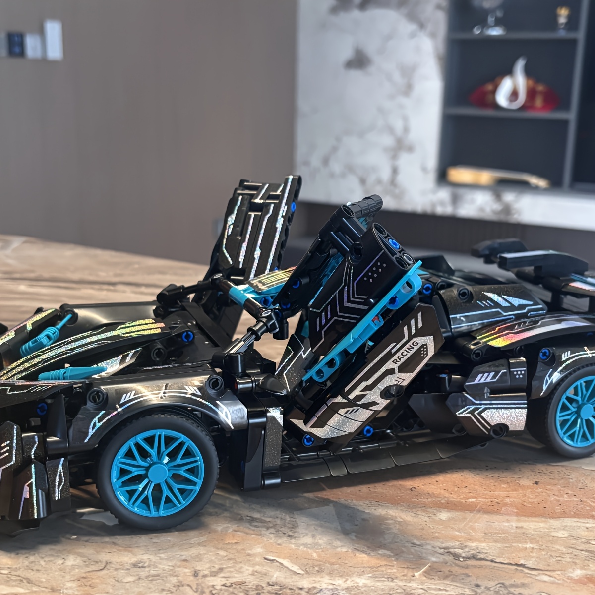 Stunning Black Sports Car Model Building Block Ornament