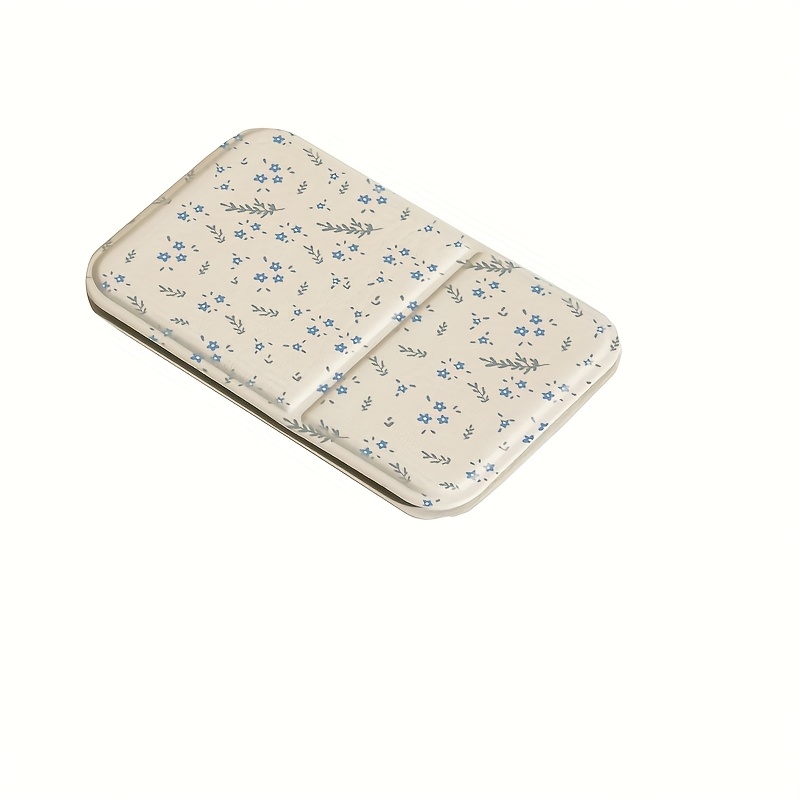 Adorable Foldable Makeup Mirror With Blue Floral Designs, Perfect For Students In Dorms, Complete With Anti-fall Features