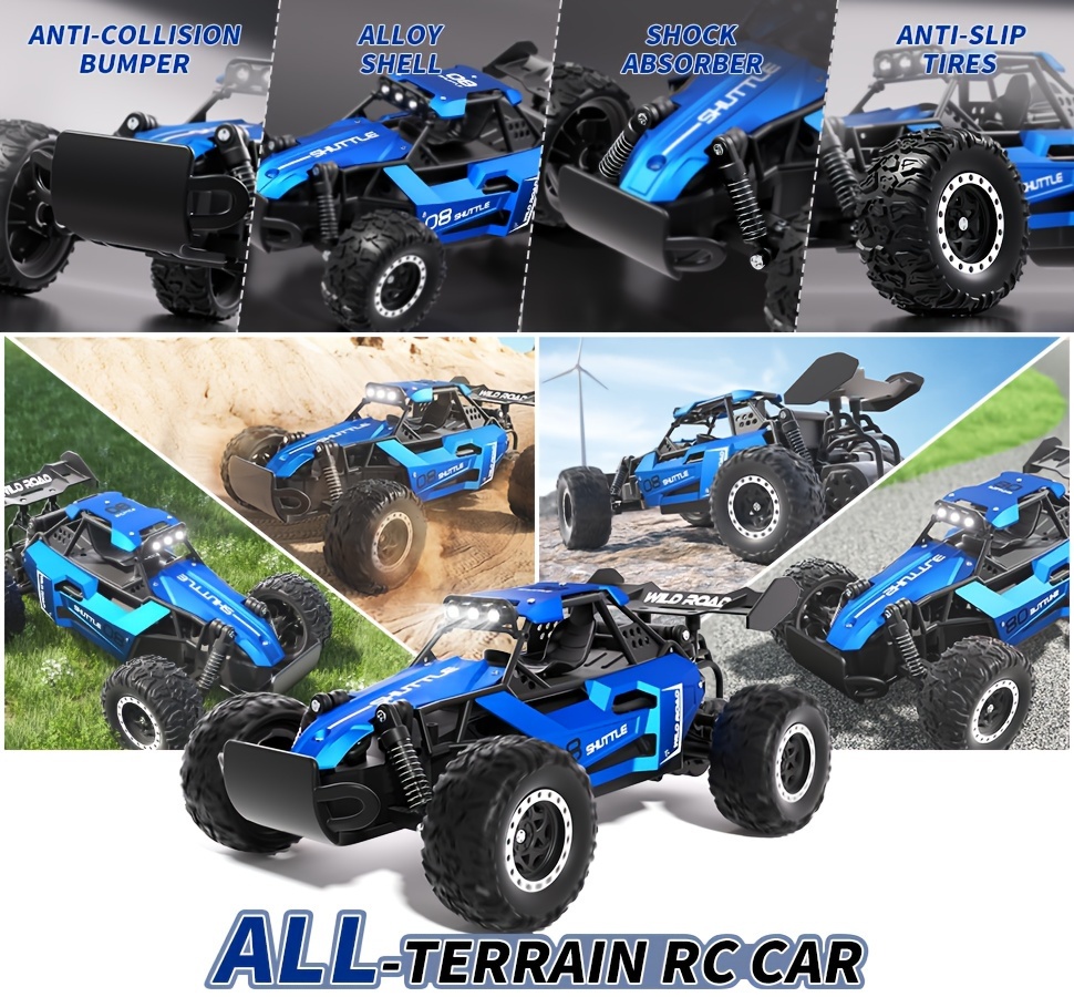 1:16 scale high speed remote control off-road vehicle, 20 km/ h electric drift racing car, alloy steel frame, with charger and battery, shock absorption, anti-collision, durable - ideal choice for birthday, Halloween, Christmas gifts, optional blue/ orange/ black