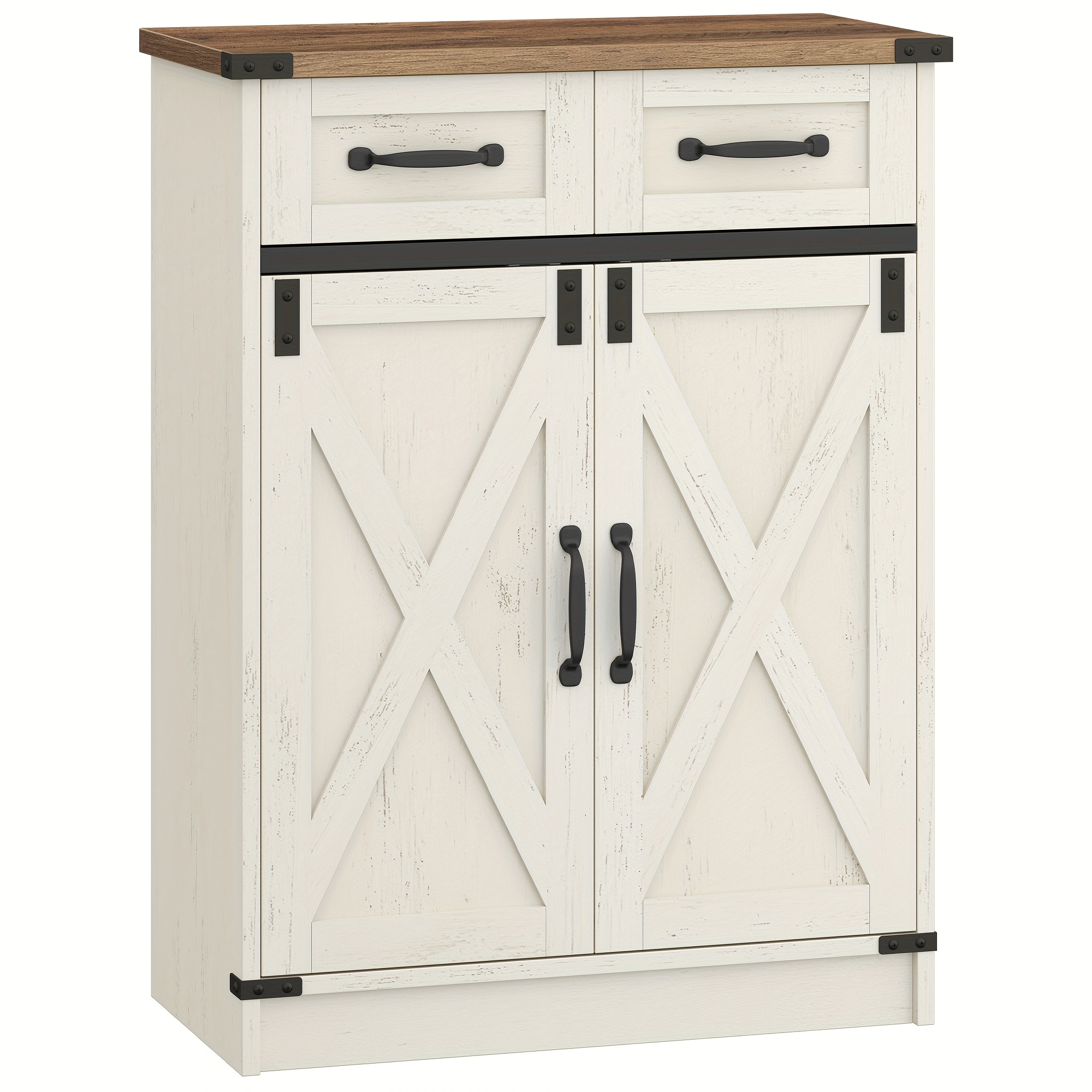 Bathroom Cabinet, Bathroom Cabinet With 2 Drawers, Kitchen Cabinet With 2 Doors, Storage Cabinet, Adjustable Shelf, Country House Style, Living Room, 30 X 60 X 80cm, -white