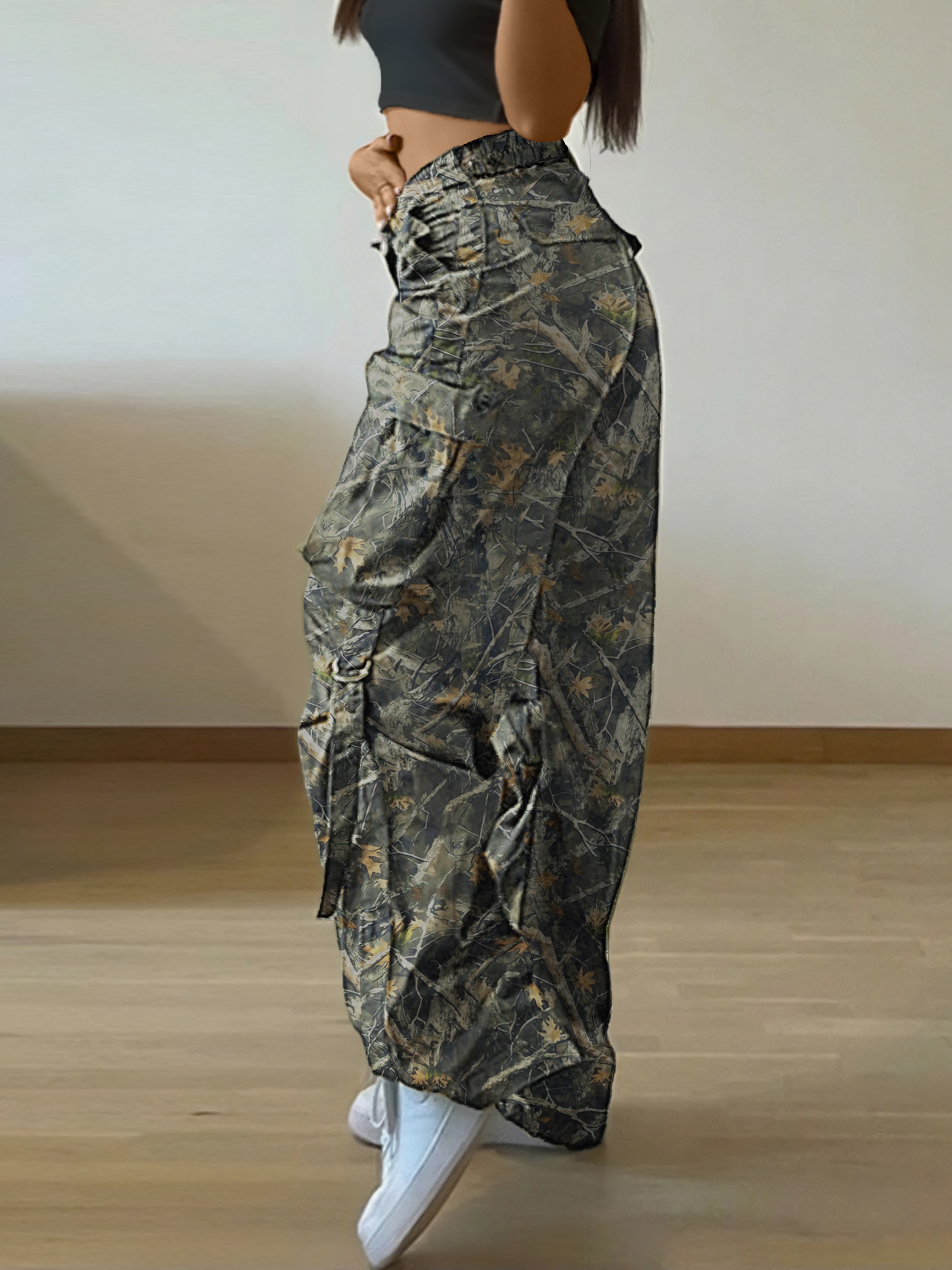 women's casual cargo pants camo print elastic waistband Temu