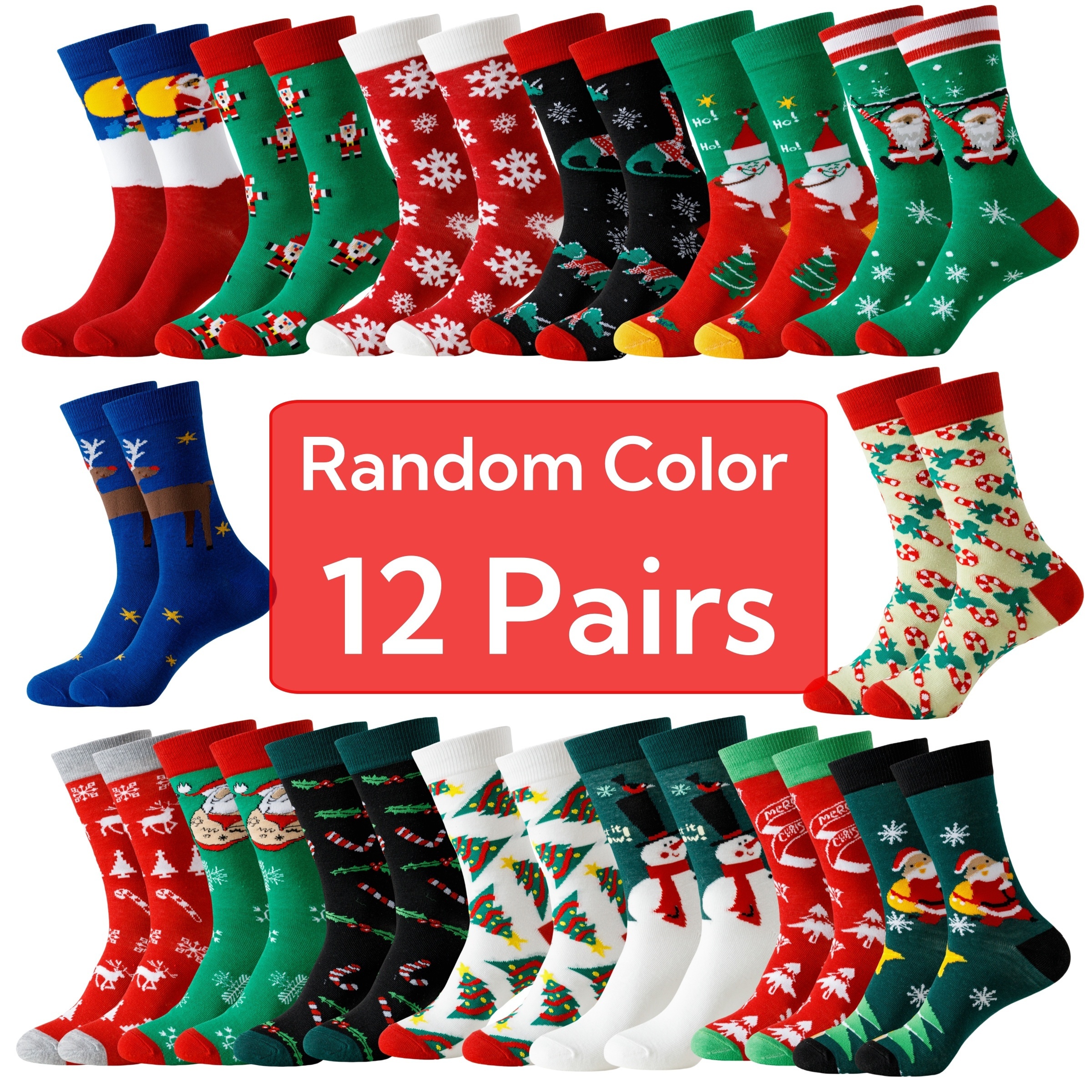 

12 Pairs Christmas Knee- - , , - , - , - Suitable For And , , Washable - For And Gifting