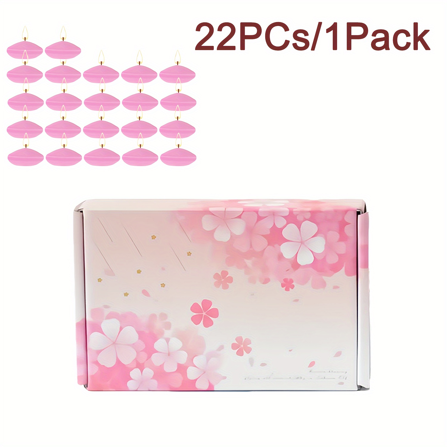 22pcs Pink Gift Set 1.5'' Unscented Floating Candles Buring 1.5 Hours For Centerpieces Floating Warm Tealights Candles Floating Candles For Wedding Party Christmas Decoration Romantic