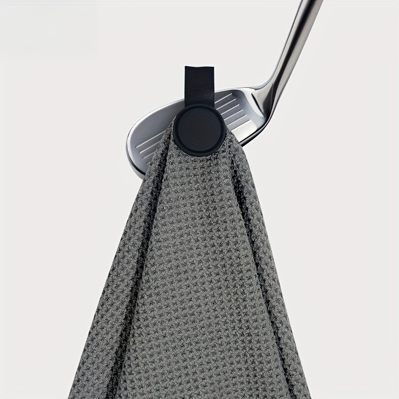 TEMU 1pc Round Magnetic Suction Golf Towel Waffle Strong Magnetic Sports Towel Embroidered Printed Golf Towel