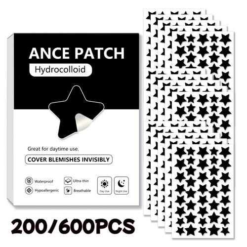 200 600pcs unisex adult black star patches pore cleansing stickers suitable for types skin pimples blackheads alcohol free waterproof pimple