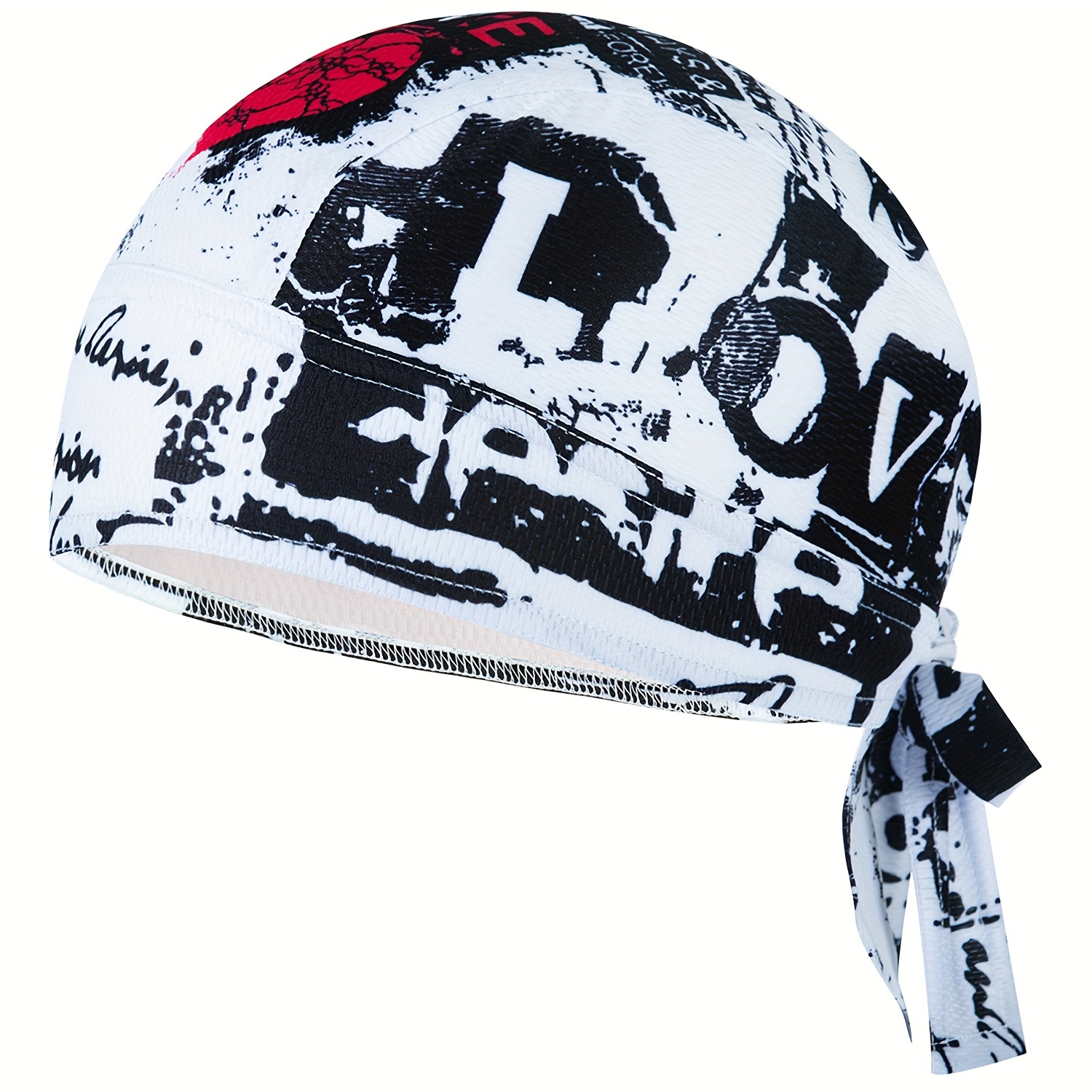 E-shop Schnelltrocknende Fahrradmütze, Kopftuch, Hippie-Punk-Distressed-Love-Muster, Piratenmütze zum Laufen im Freien
