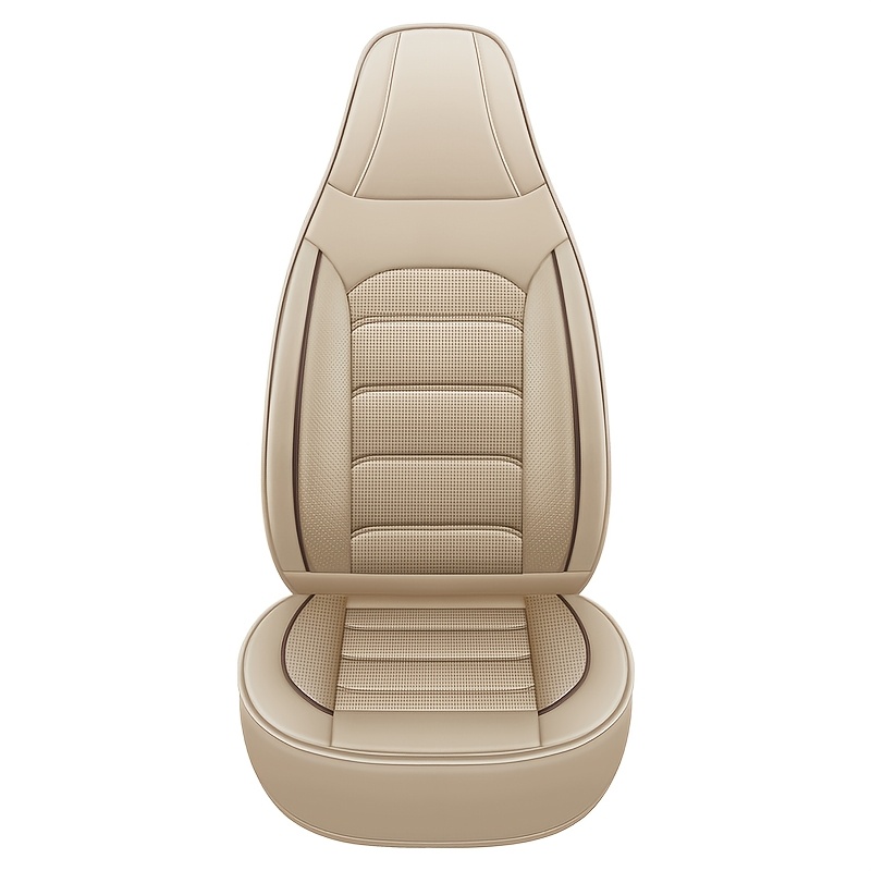 TEMU 1pc Of High-quality Universal Car Seat Cover For Bucket Seats, Front Single Seat Cover, Full Coverage Faux Leather, Wear-resistant And Non-slip