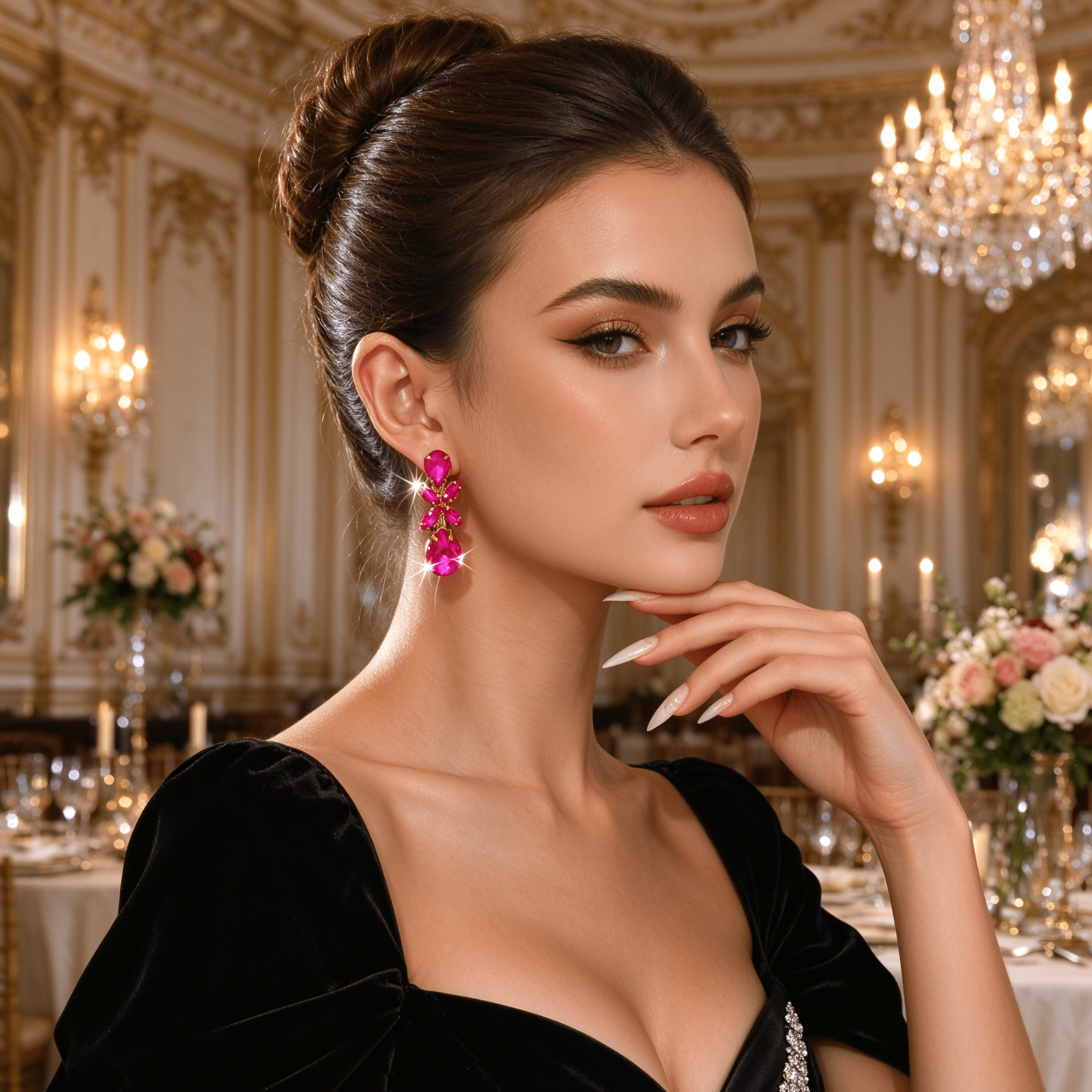Women's Blingbling Rhinestone Multi-Layered Drop Dangle Earrings