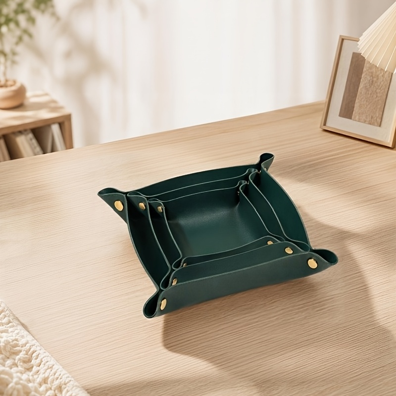 Image of 3pcs Valet Tray For Entryway And Coffee Table, Decorative Tray For Jewelry, Foldable Storage Box For Cosmetics, Keys, Entryway Key Organizer Tray, Tabletop Small Item Organizer