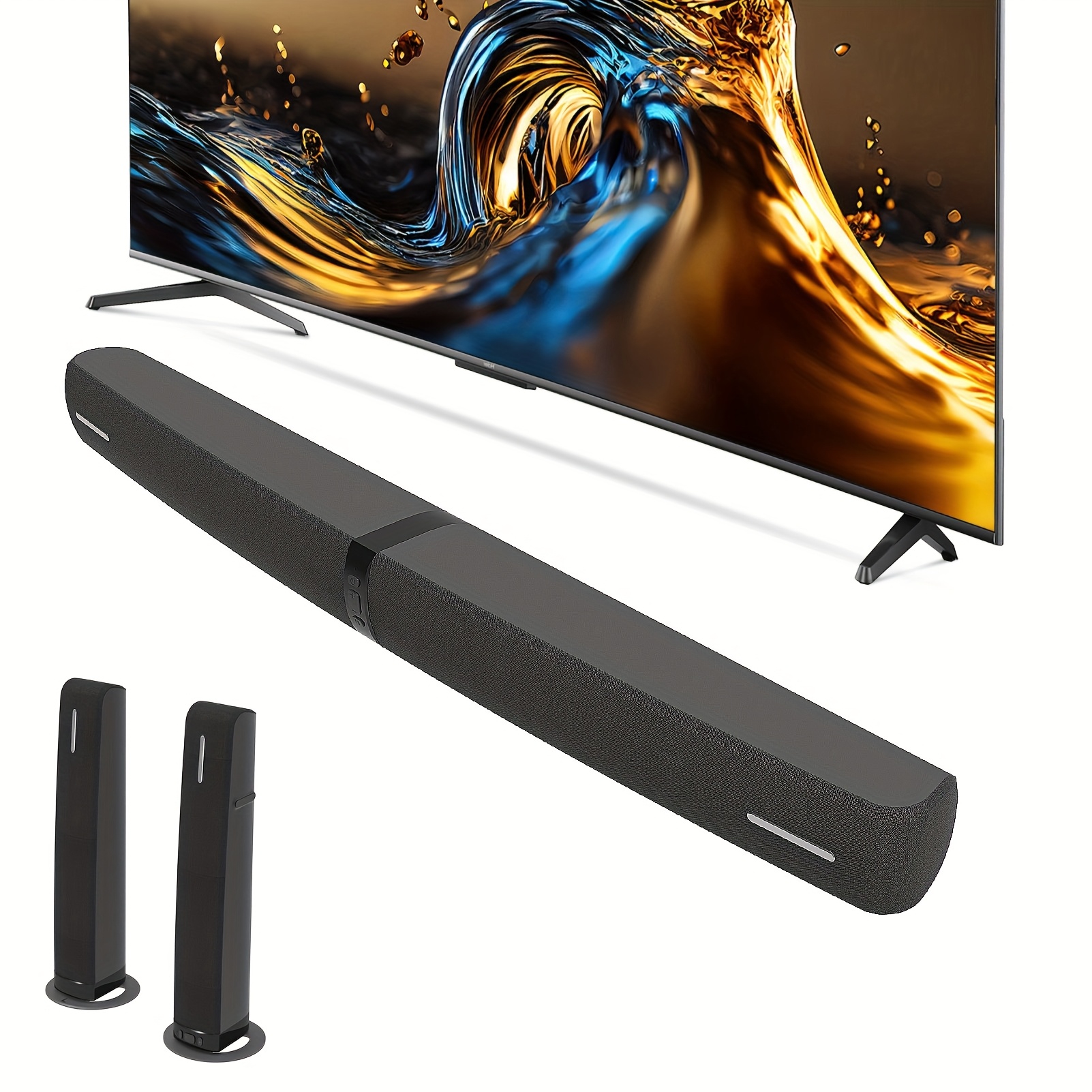 

70w Smart Tv With Auto Volume , Wireless & Wired , Stereo , 2.0 Channel Enhancer, Arc/optical/aux Cables & Remote, Horizontal & Vertical Placement For Audio, Home Audio | Sleek Tv Accessory |