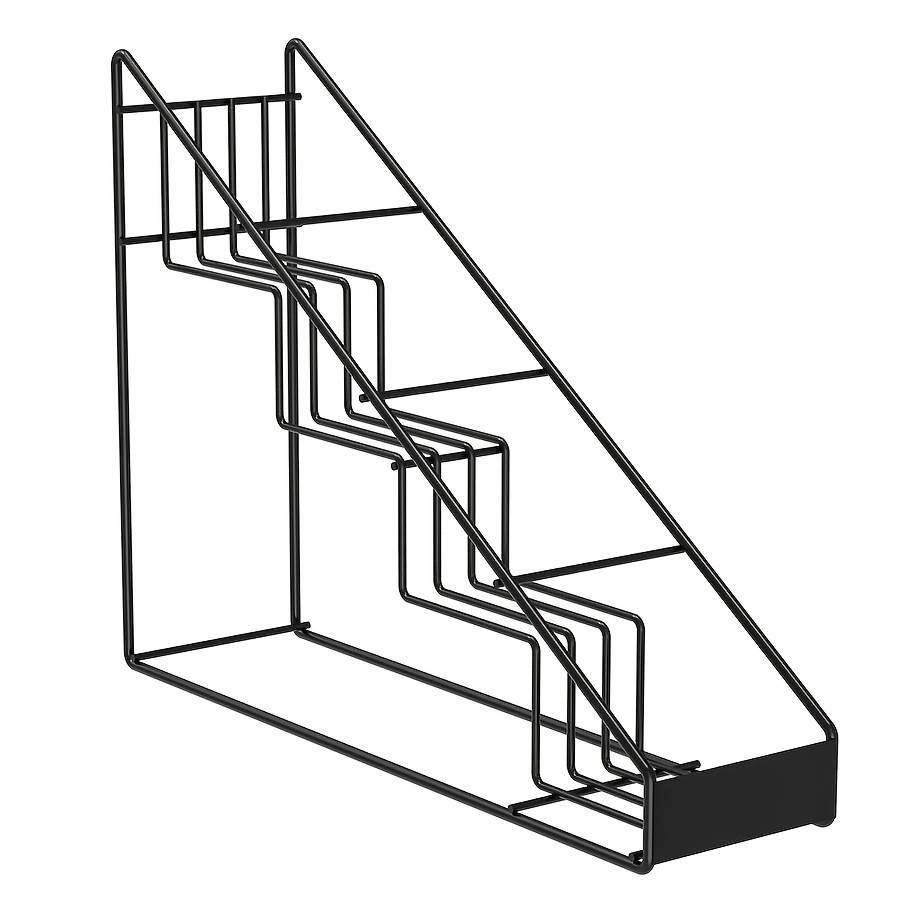 TEMU 1 étagère de bureau à niveaux noire avec cadre métallique, style moderne , organisateur d'angle mobile pour cuisine, salle de bain, étagère à