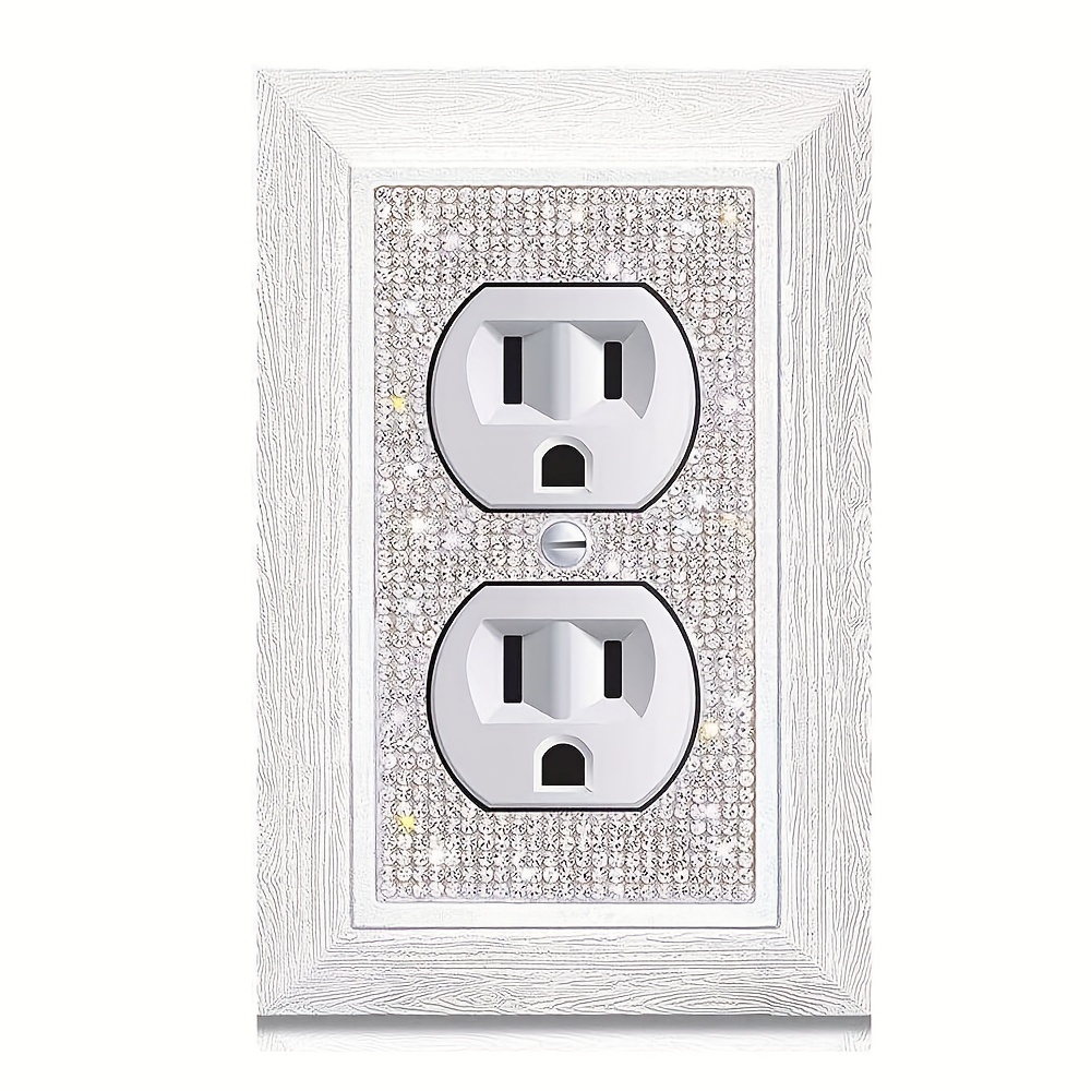 

1 Pcs Rhinestone-embellished Wall Plate, Decorative Electrical Outlet And Switch Covers, Screw-in Brushed Finish, No Electricity Or Battery Needed, Durable Imitation Wood Grain Socket Cover