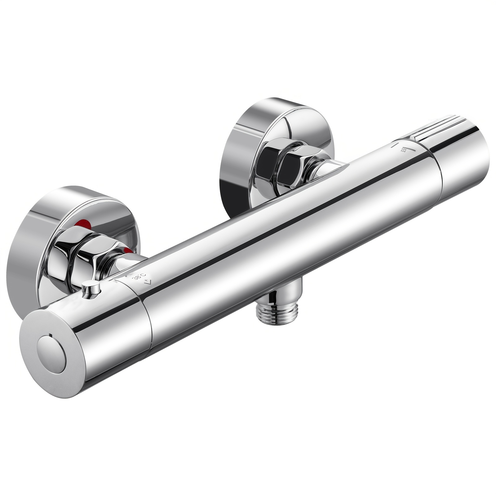 Image of Thermostatic Shower Mixer Valve - Wall-mounted Single Function Shower Faucet With 38° Lock, Anti-scald Body, Chrome End
