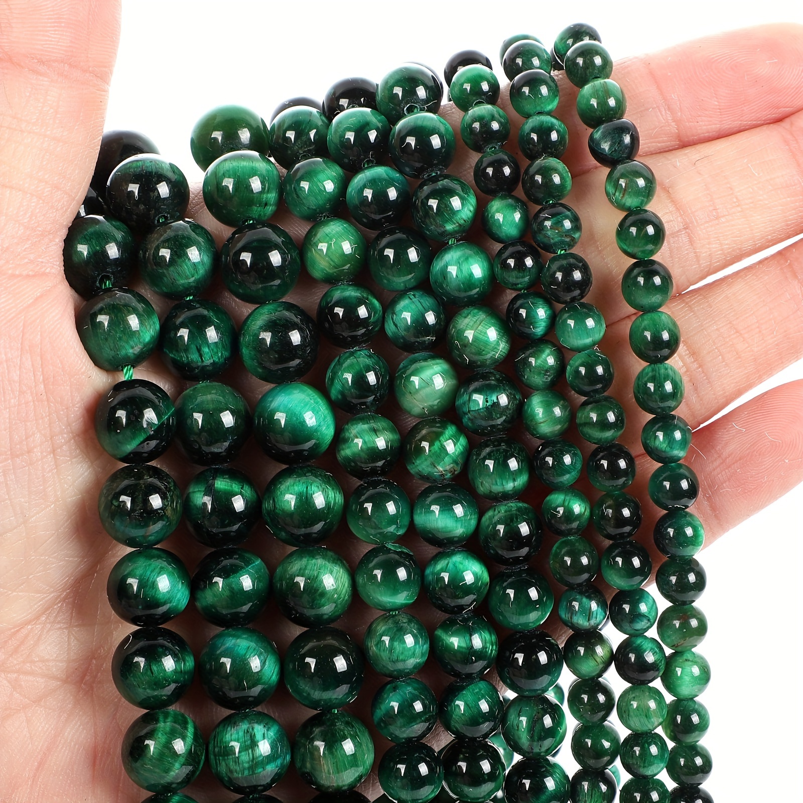 

7a Quality Natural Green Tiger Eye Stone Round Loose Beads For Jewelry Making Diy Charm Bracelet 4-10mm