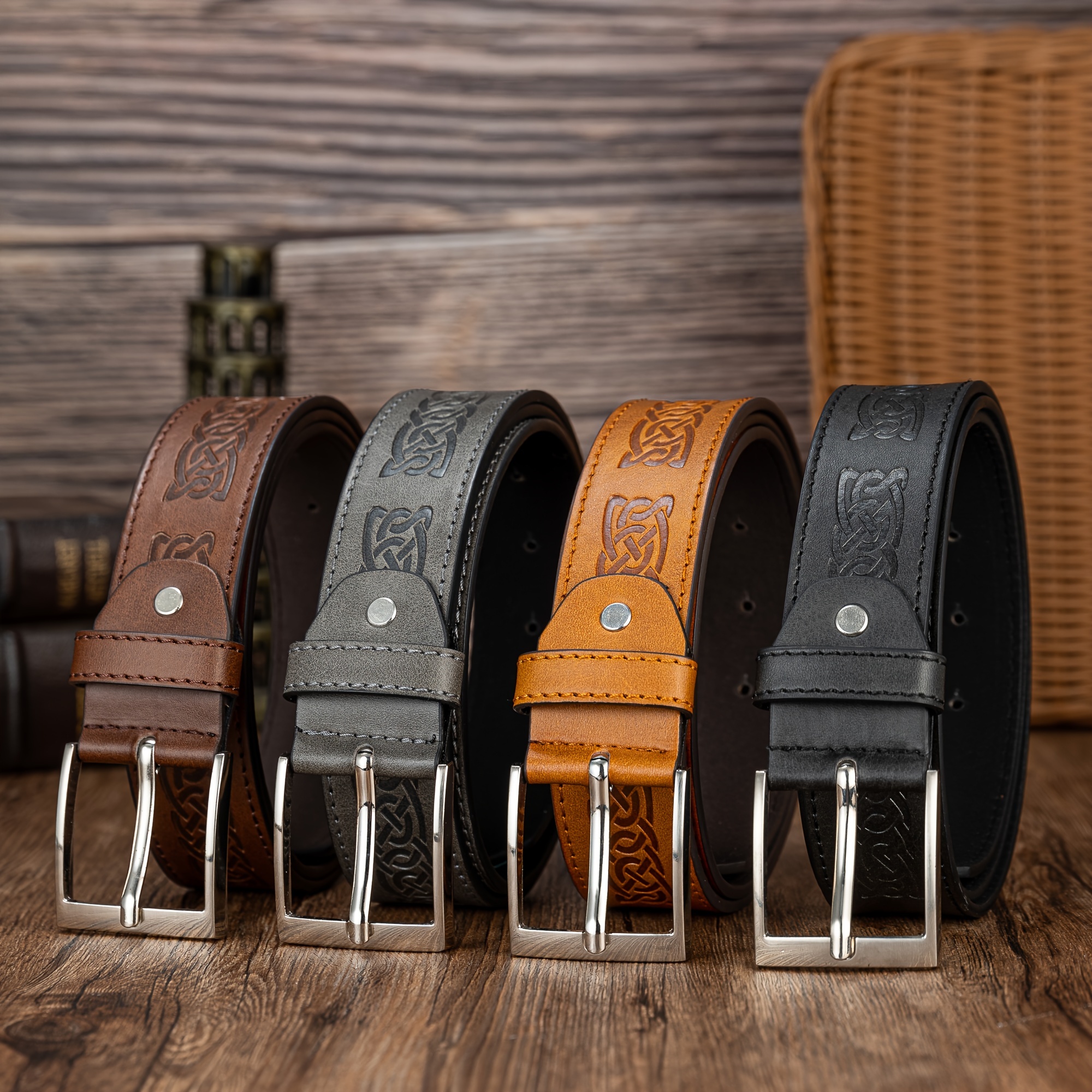 

Minimalist Versatile Messy Line Pu Embossed Belt For Men