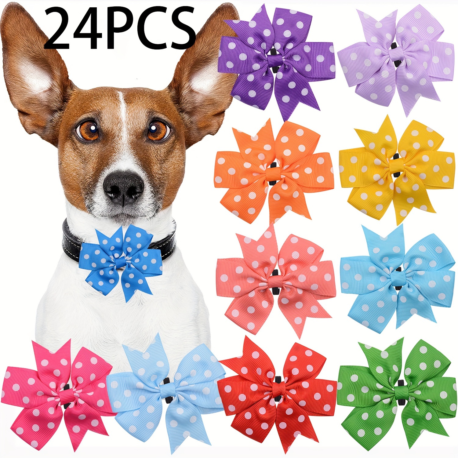 

24 Pack Cute Polka Dot Pet Bow Ties For Dogs - Easy-to-wear, Detachable, Adjustable Collar Accessories - Butterfly Shape Design Perfect For Pet Grooming & Daily Wear - Ideal For All Sizes