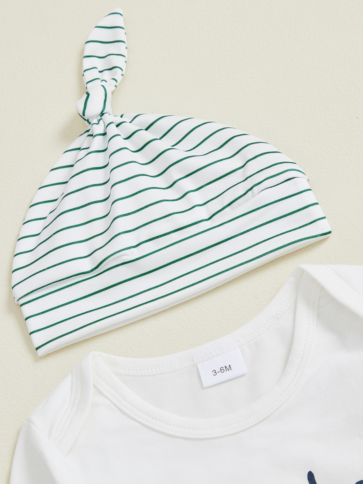 Newborn Boy Letter Print Long Sleeve Romper with Stripe Pants